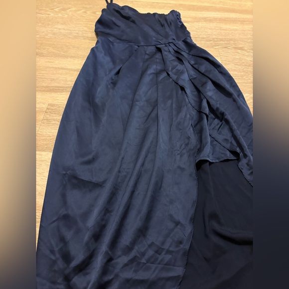 Lulus Law of Attraction Navy Blue One-Shoulder Asymmetrical Midi Dress - Picture 5 of 11